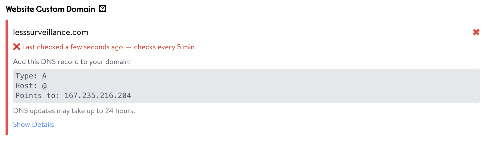 Custom Website Domain A Record