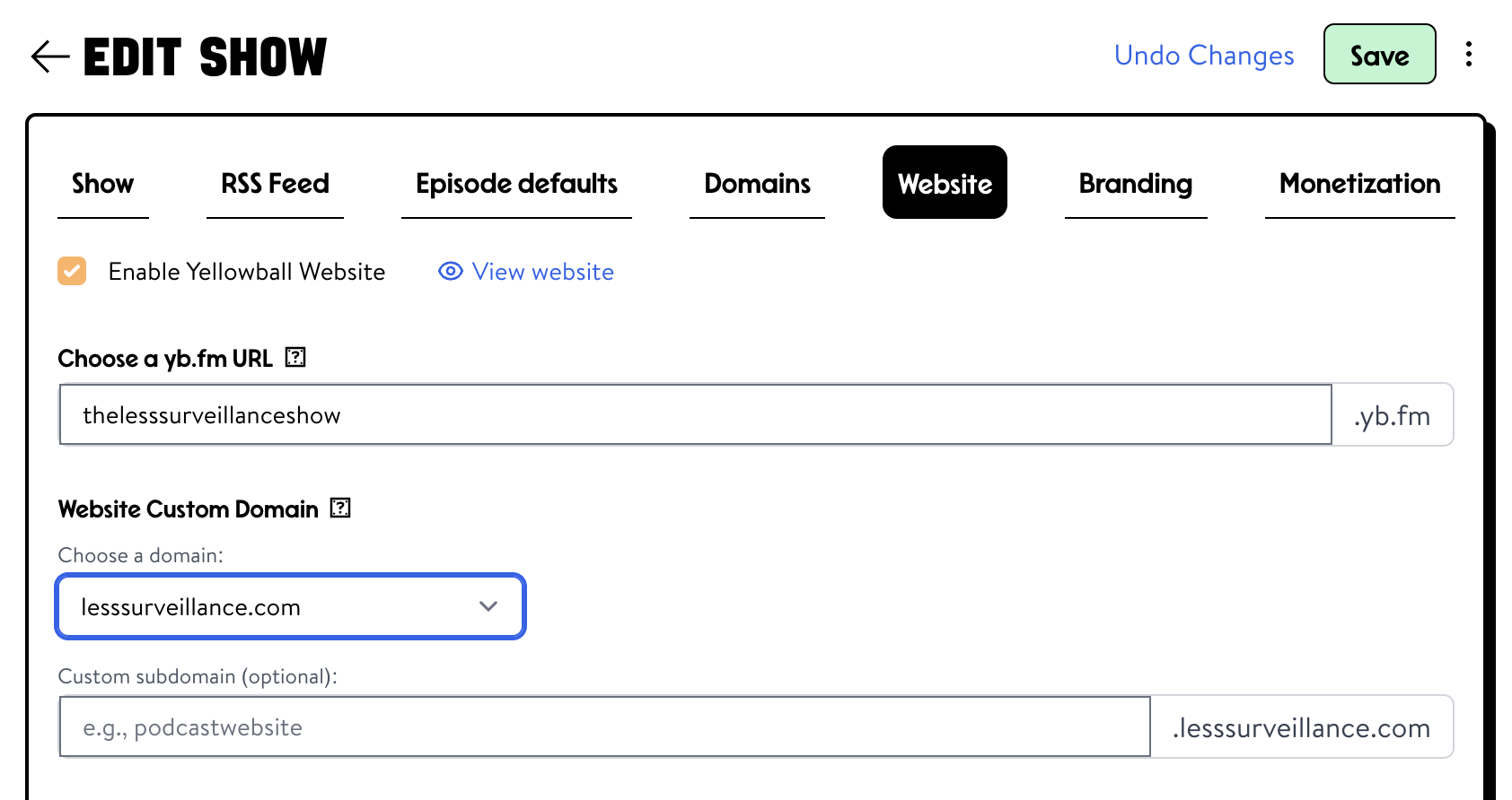 Custom Website Domain Selection