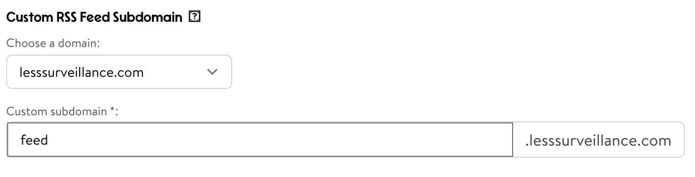 Custom RSS Feed Subdomain Selection