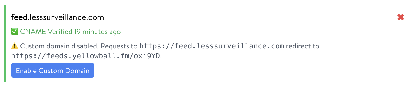 RSS Feed Subdomain Validated