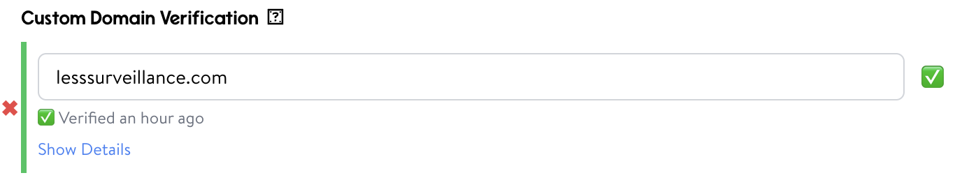 Show Domain Validated
